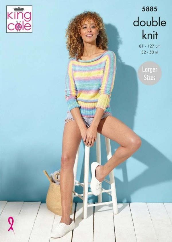 King Cole Tropical Beaches DK Knitting Pattern 5885, Jackets, Sweaters, Cardigans for Women, 32 - 50 Inches
