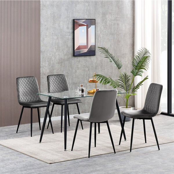 Set of 4 Velvet Fabric Dining chairs Lexi
