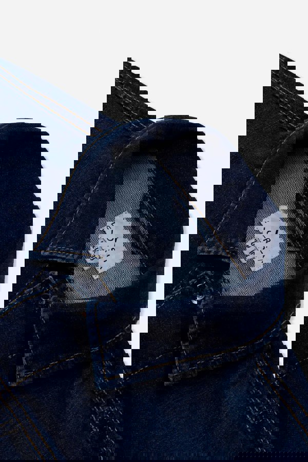 ENORSIA Women's Deep Blue Sleeveless Button Up Denim Jacket