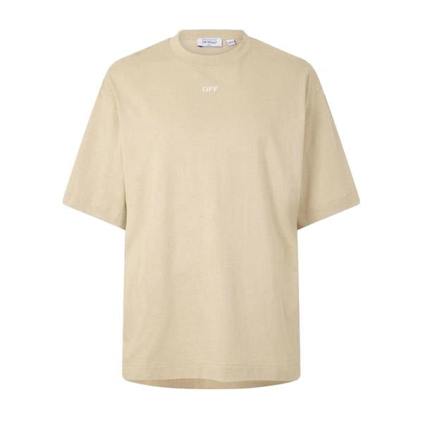 Off White Mens Arrow Skate Lettering Crew Neck T-Shirt - Brown/White - 