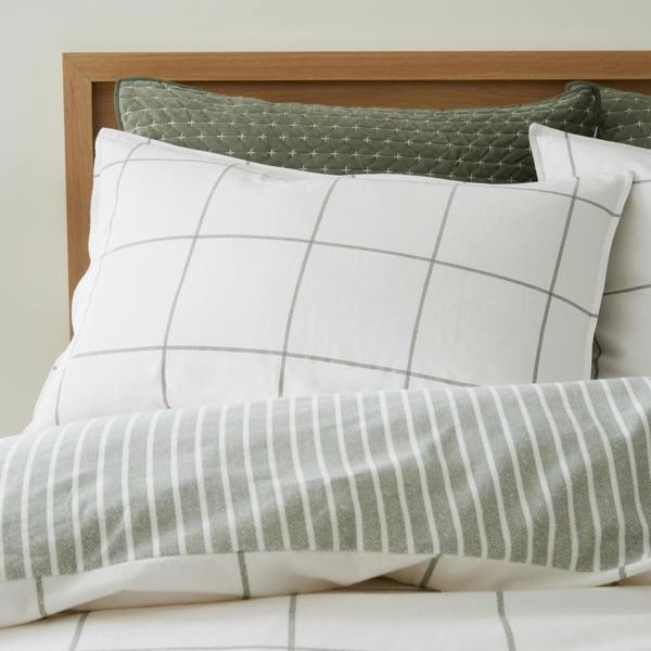 Bianca Brushed Regal Check Cotton Reversible Duvet Cover Set Green