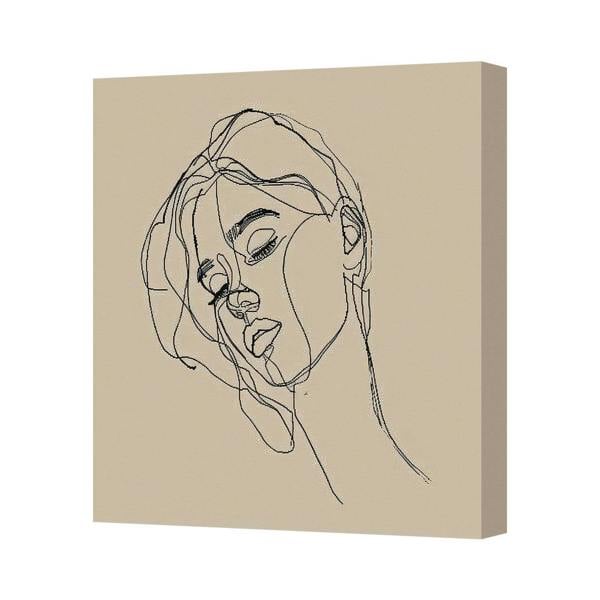 Benjamin Tate Design Contemporary Line Art Portrait Canvas Print With Deep Wooden Frame