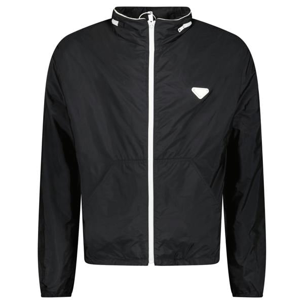 Prada Re-Nylon Logo Windbreaker Jacket Black - chancefashionco