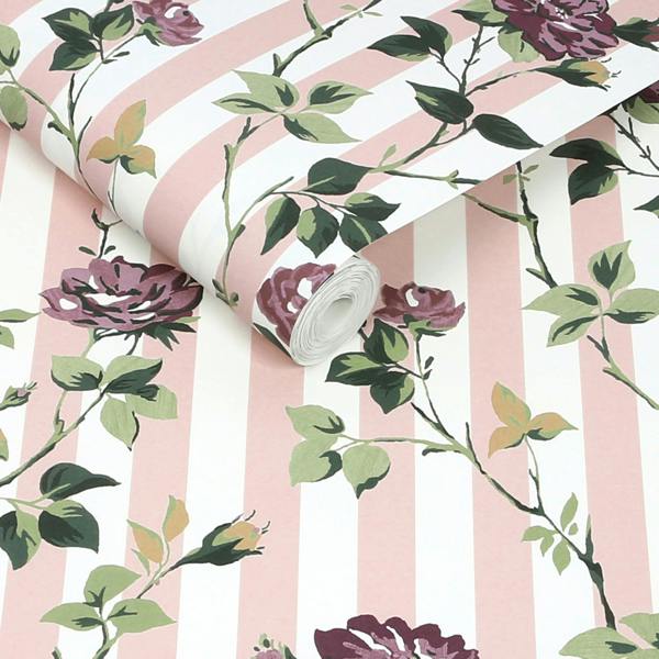 Cath Kidston Climbing Rose Pink and Mauve Wallpaper