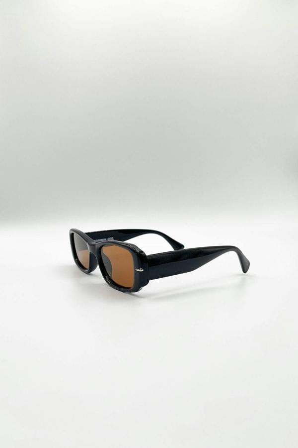 SVNX Bold Retangle Sunglasses In Brown Stripe