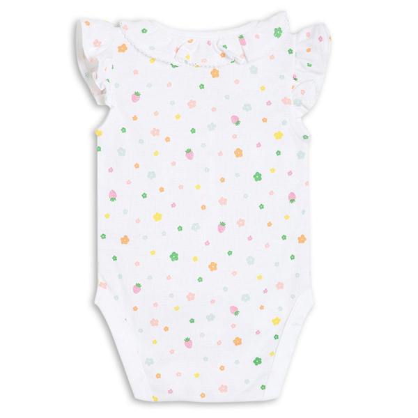 Mini Cuddles Baby Girls Floral Printed Bodysuit, White