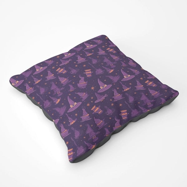 Warren Reed Witch Hats And Broomsticks Floor Cushion