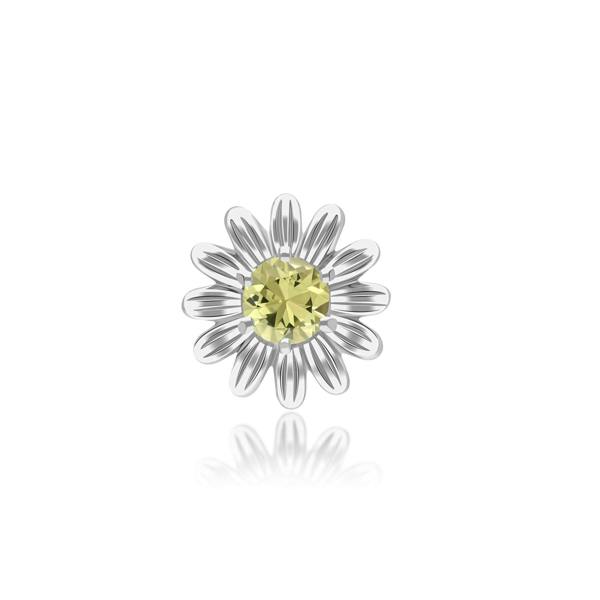 Gemondo Gardenia Daisy Yellow Sapphire Floral Halo Flower Pin in 9ct White Gold