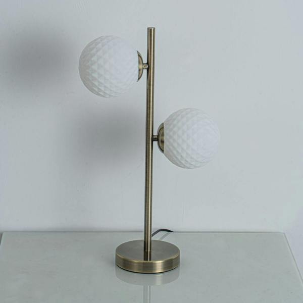 Lior 2 Light Antique Brass & Glass Table Lamp