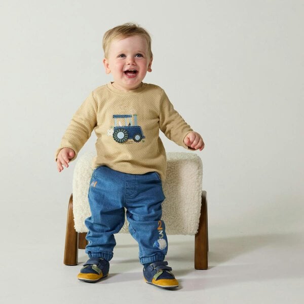 Mini Cuddles Tractor T-shirt (Beige)