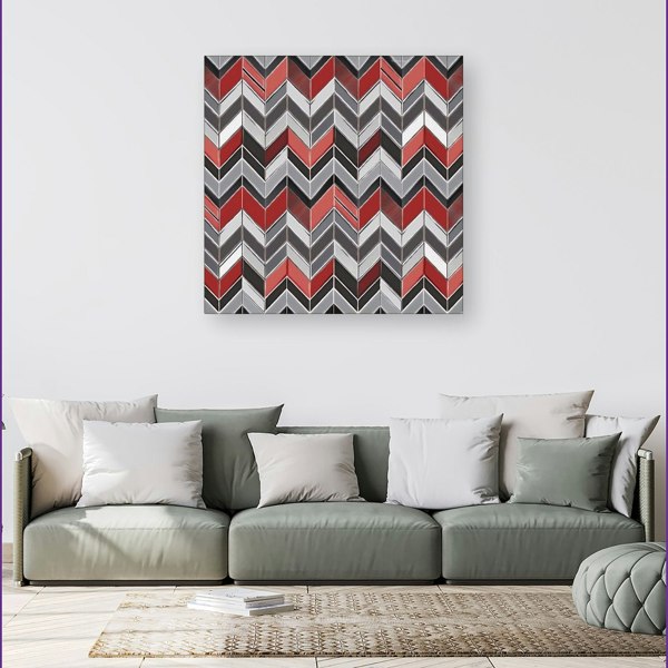 Warren Reed Red Grey Geometric Pattern Canvas