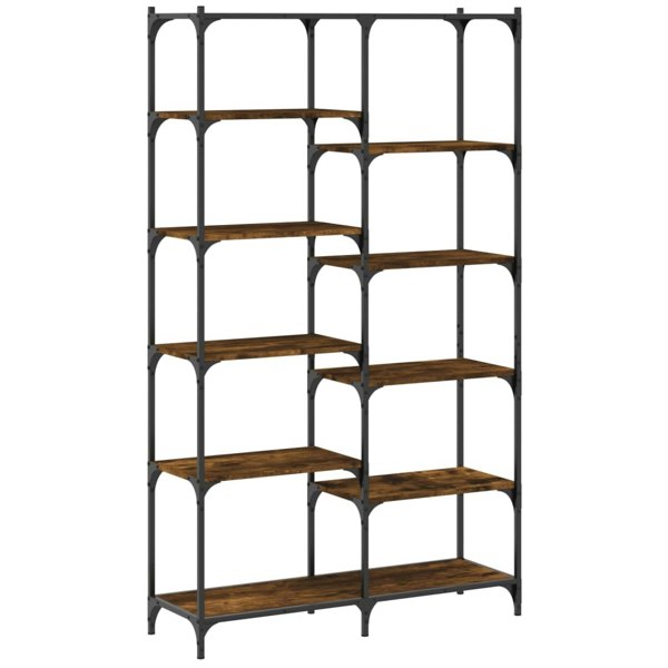 Berkfield Bookshelf Smoked Oak 100x32x170 cm Engineered Wood and Iron
