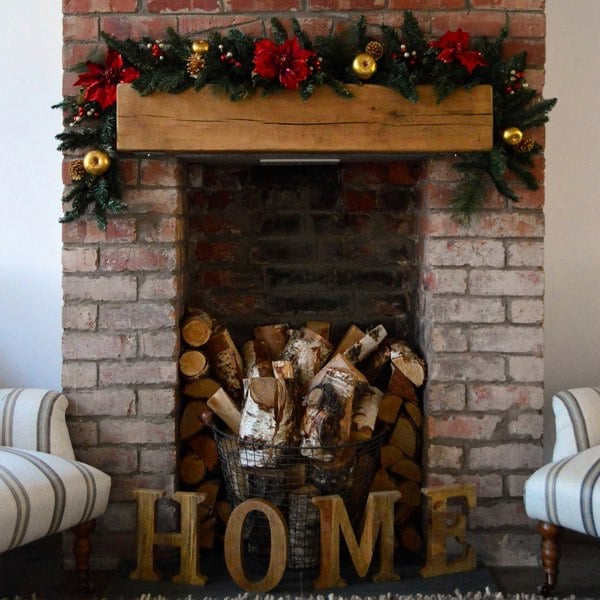 Samuel Alexander 180cm (6ft) Deluxe Red and Gold Poinsettia Christmas Garland Decoration