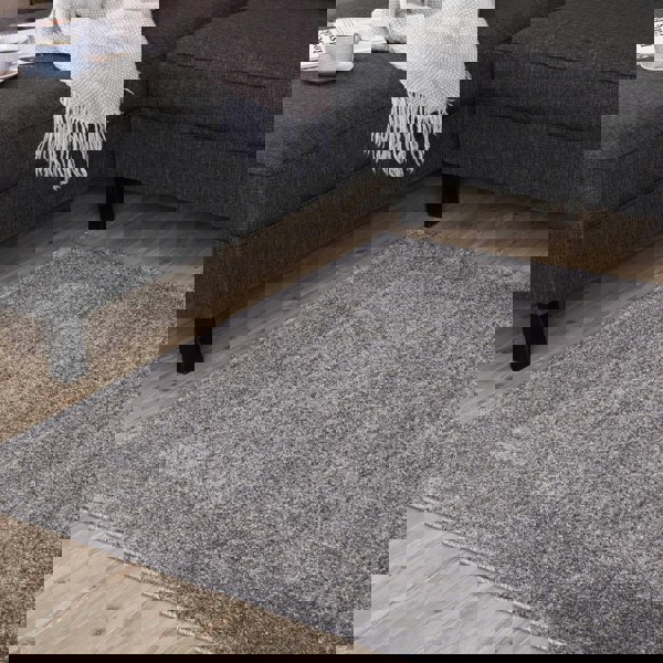 Modern Living Room Rug Bordered Design in Grey | The Rugs