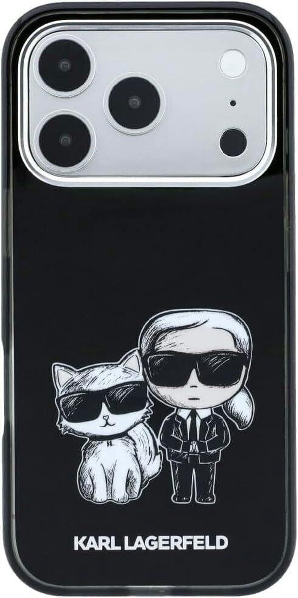 Karl Lagerfeld IML Karl & Choupette Bodies Sketch Print Case with MagSafe for iPhone 17/18 Pro 6.3" Black - KLHMP18L6HKCIDK