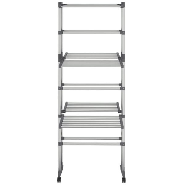 Berkfield 3-Tier Laundry Drying Rack with Wheels Silver 60x70x129 cm