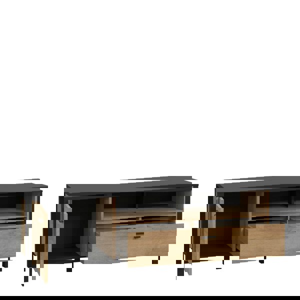 Furniture To Go High Rock TV Unit in Matt Black/Riviera Oak