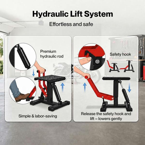 Monvelo Hydraulic Motorcycle Lift Stand Dirt Bike Repair Jack Adjustable Height