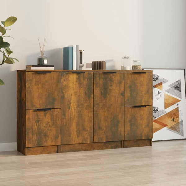 Berkfield Sideboards 3 pcs Smoked Oak Engineered Wood