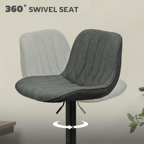 Wyld Haus Likaha Fabric Charcoal Grey Linen Look Bar Stools Set Of 2