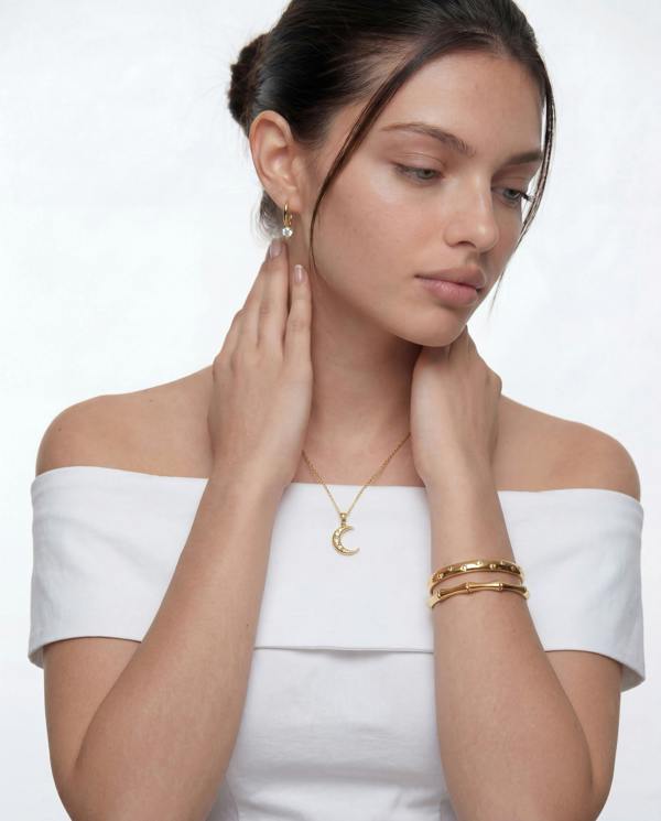 Elk & Bloom Chunky Gemstone Starlight 14K Gold Bangle