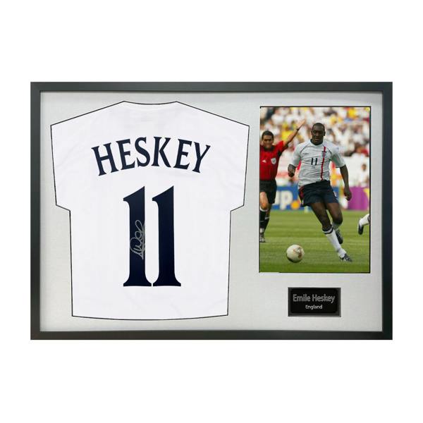 Emile Heskey Signed England Shirt Classic Frame