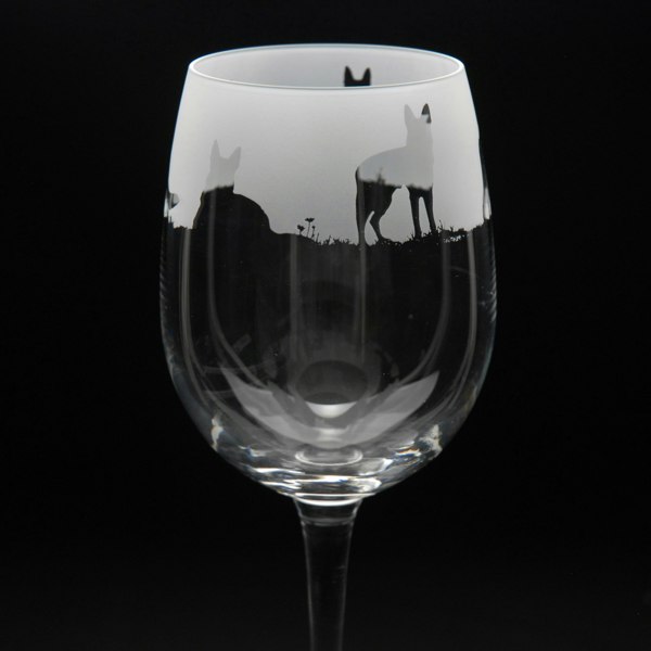 Glyptic Glass Art German Shepherd Dog Crystal Wine Glass - Hand Etched/Engraved Gift