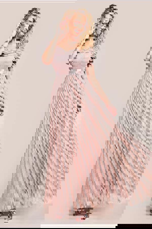 Bardot Pleated Skirt Maxi Dress - Blush DR3096A