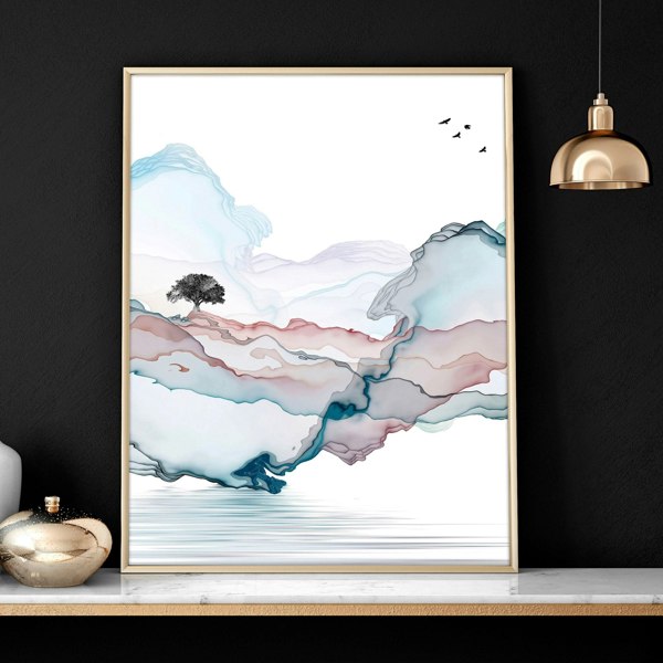 Landscape painting Japan | set of 3 wall art prints for living room