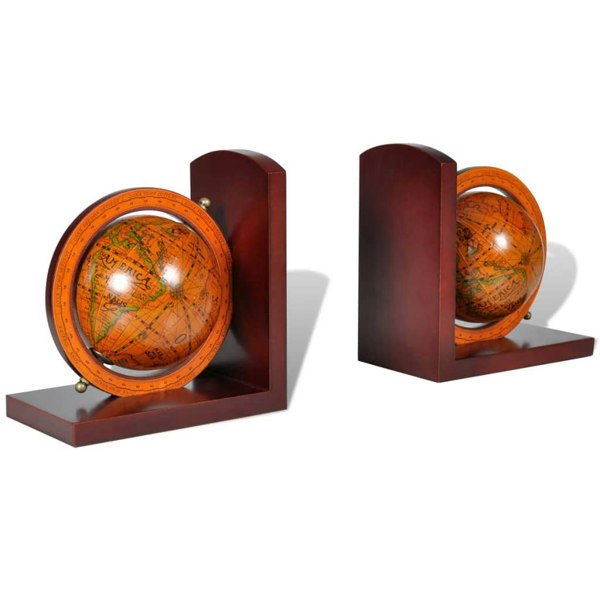 Berkfield Bookstand World Map Globe Bookend Classic A Pair