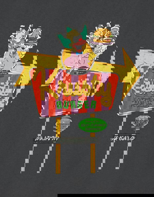 The Simpsons Mens Grey Krusty Burger Short Sleeved T-Shirt