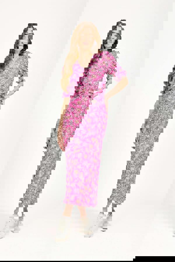 Ditsy Print Tie Front Dress