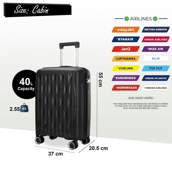 Infinity Luggage Hard Shell Suitcase Cabin TSA Luggage Travel Set