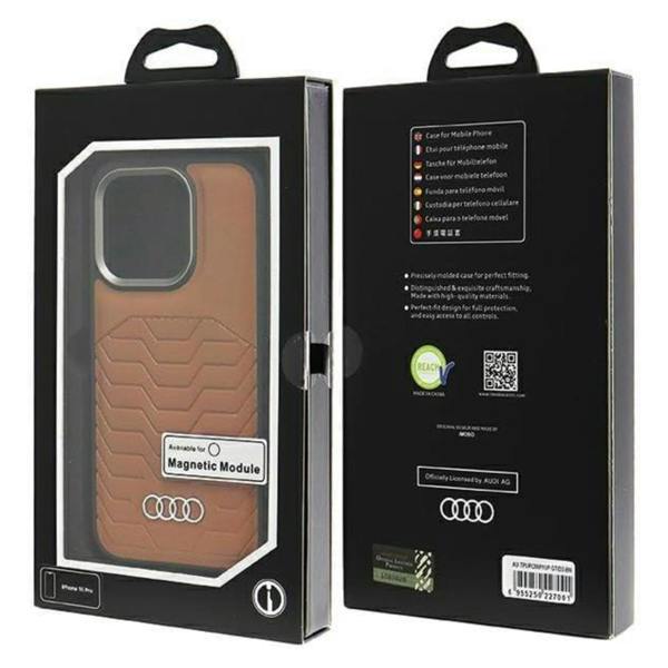 Audi Synthetic Leather Hard Case with MagSafe for iPhone 15 Pro 6.1" Brown - AU-TPUPCMIP15P-GT/D3-BN