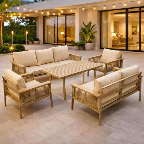 Shatchi Luxury Outdoor Aluminium Sofa Set - Modern Garden Furniture with Coffee Table
