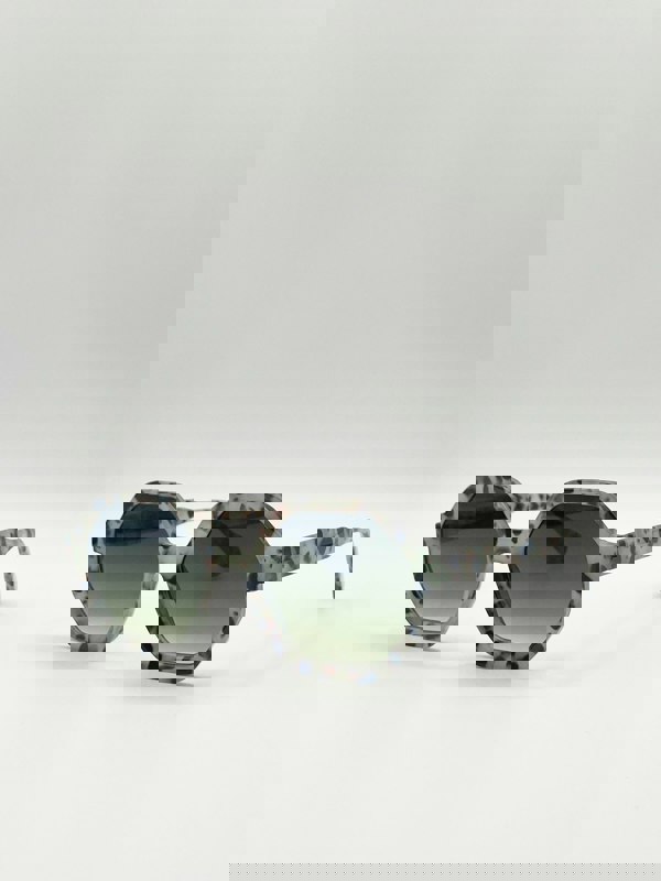 SVNX Pale grey tortoiseshell oversized hexagon Sunglasses