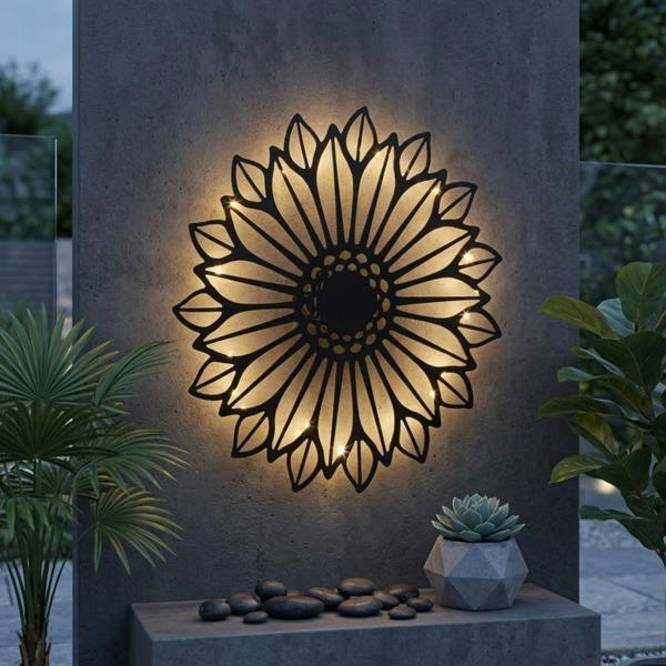 Garden Greatness Lunaria Solar Flower Wall Art Light