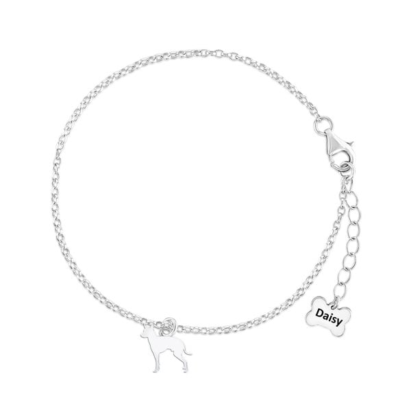 Mylee London English Toy Terrier Silhouette Silver Chain Bracelet - Personalised