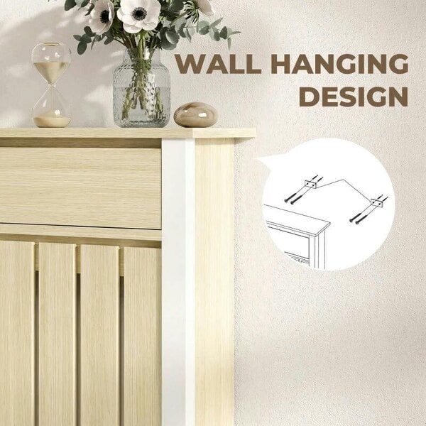 Bobobiy 93 x 88.5cm Rustic-Look Radiator Cover - Oak