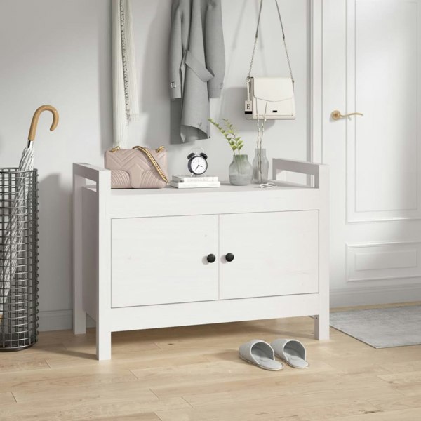 Berkfield Hall Bench White 80x40x60 cm Solid Wood Pine