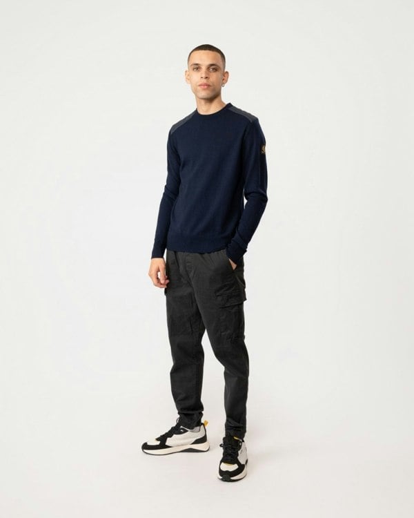 Belstaff Kerrigan Mens Merino Wool Crew Neck Jumper - Dark Ink