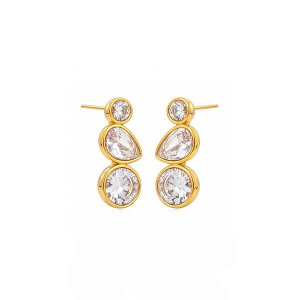 Luxe Tones Lucia Luxe 18k Gold Plated Crystal Drop Earrings