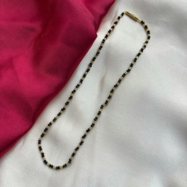 The Colourful Aura Handmade Black Gold Crystal Beaded Indian Asian Nazar Mangalsutra Necklace