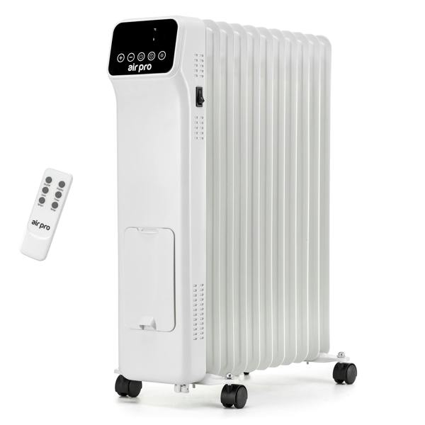 AIR PRO Oil-Filled Electric Radiator 2500W with Thermostat, 9 Hour Timer