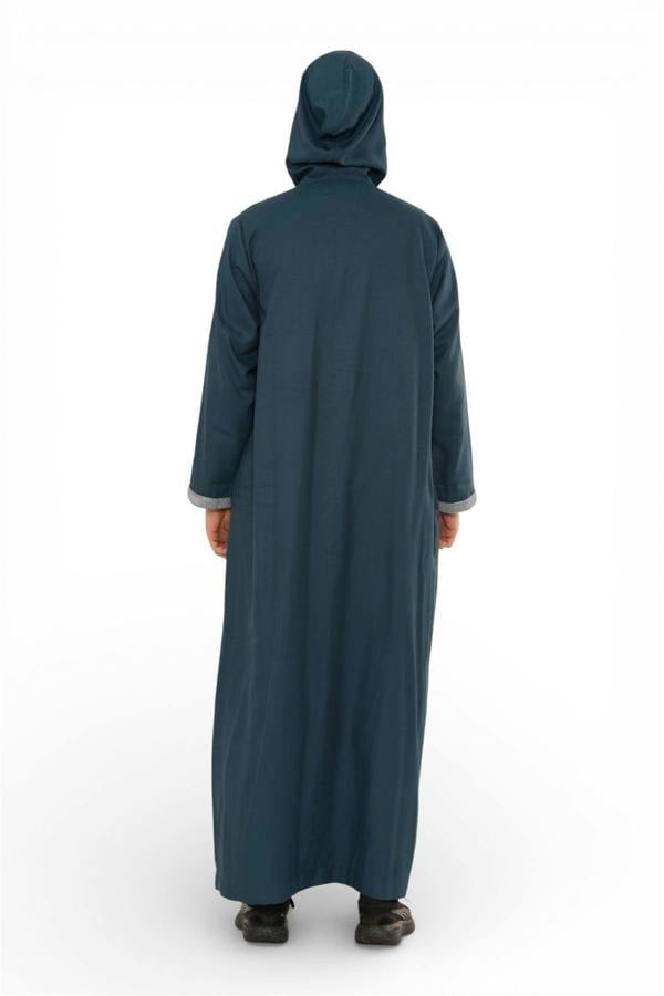 Infinity Leather Men's Hooded Moroccan Embroidery Djellaba Islamic Jubba Robe Eid Ramadan Thobe