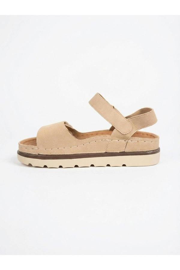 Violet Suede Platform Sandals - Beige