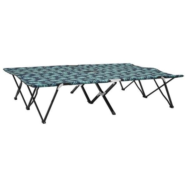 Berkfield Two Person Folding Sun Lounger Leaf Print Steel