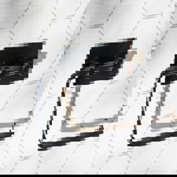 BESLAGSBODEN Black Stainless Steel Toilet Roll Holder Self Adhesive Bathroom Wall Mounted