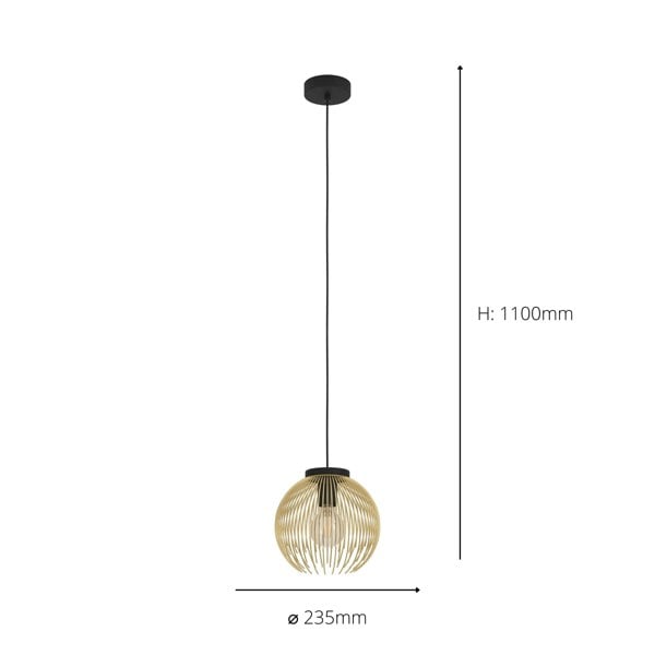 EGLO Venezuela Spherical Gold And Black Single Pendant Light