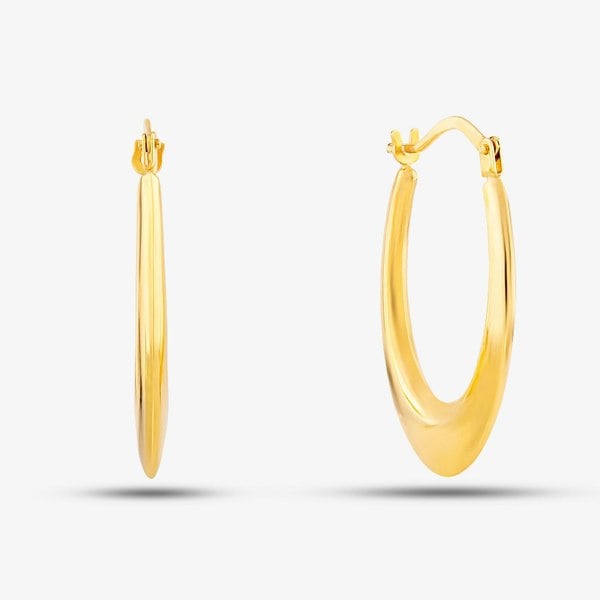 T. H. Baker 9ct Yellow Gold Plain Graduated Oval Creole Earrings UER118Y